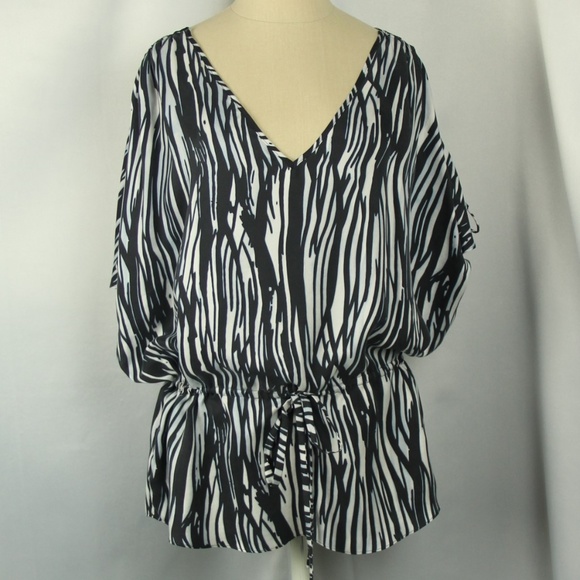 Rachel Zoe Tops - Rachel Zoe Anita Silk Zebra Print Drawstring